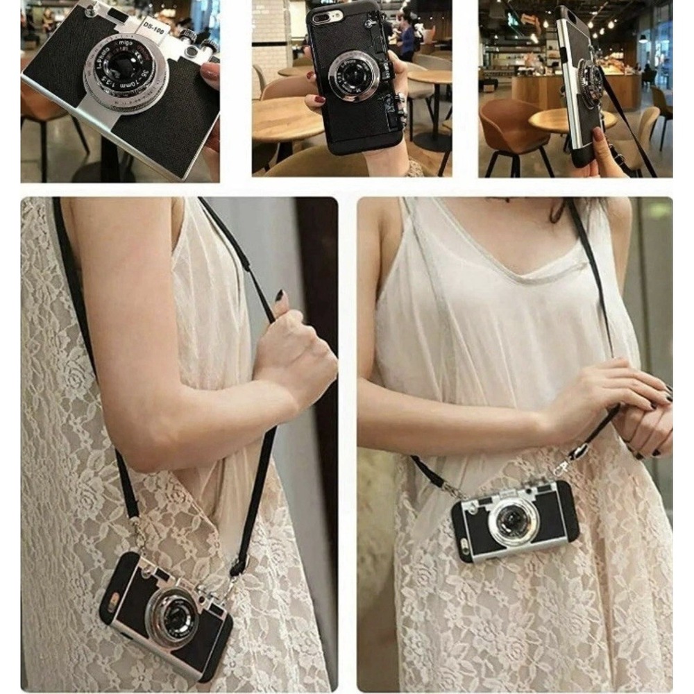 NIB Claire's Black Glitter‎ Camera Phone Case w/ Strap - Fits iPhone 13 Pro Max - Picture 6 of 6
